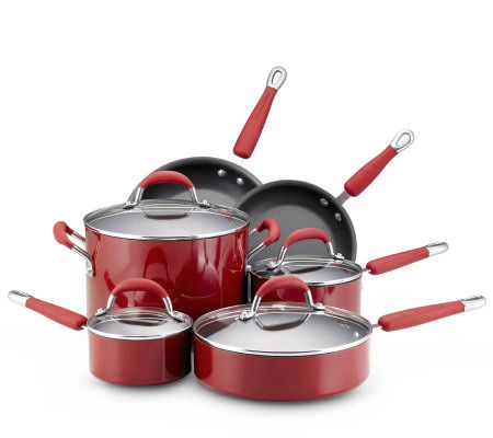 kitchenaid red pots and pans set