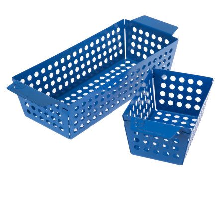 Set of 2Colored Nonstick BBQ Side Baskets By MarkCharles Misilli - K36635