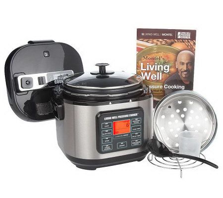 Montel Williams Living Well 5StainlessSteel Pressure Cooker w/ Cookbook - K32037