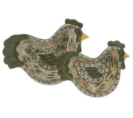 Temp-tations Old World Set of 2 Figural Chicken Serving Bowls - K33849