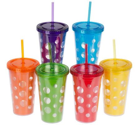 Set of 6 16oz Acrylic Double Wall Tumblers w/ Gift Box by MCM