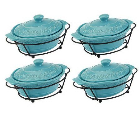 Temp-tations Vintage Grace Set of 4 Mini Bakers w/Wire Racks - K37949