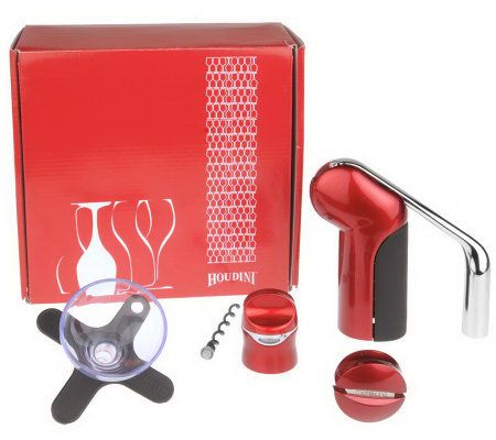 Houdini Vertical Wine Opener, Sealer & Aerator in Gift Box - K35568