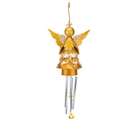 Metallic Filigree Angel Wind Chime w/ Acrylic Beads by Exhart - M28809