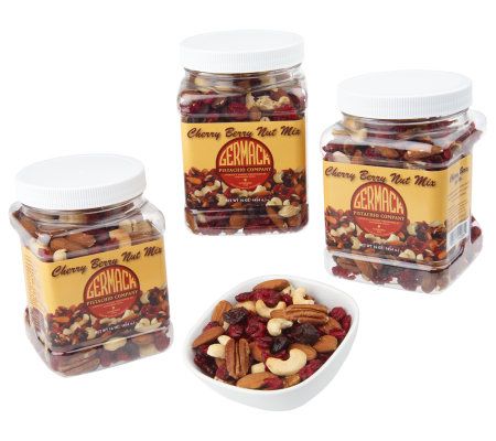 Germack (3) 16oz. Jars Cherry Berry Unsalted Nut Mix - M22878