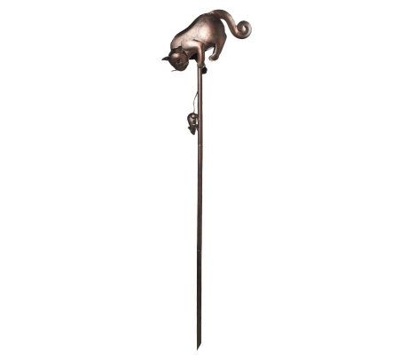 Whimsical Cat & Mouse Wind Spinner w/ Copper Finish by Plow &Hearth - M26379