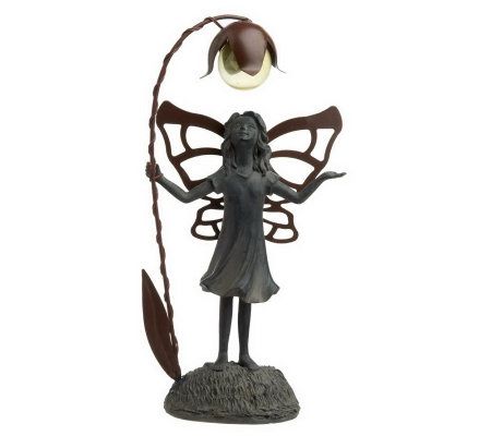 Solar Powered Decorative Fairy with Metal Wings by Plow & Hearth - M26380