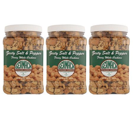 Germack (3) 16 oz. Jars of Zesty Salt and Pepper Cashews - M25290