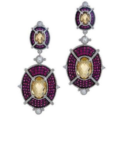 J266172-Judith Ripka Sterling 8.50ct Gemstone and Diamonique Drop Earrings
