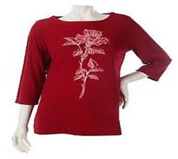Embroidered Floral ¾ Sleeve T-Shirt Embroidered Floral ¾ Sleeve T-Shirt