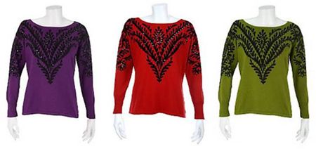 Bob Mackie's Renaissance Print Pullover with Sequin Detail Bob Mackie's Renaissance Print Pullover with Sequin Detail