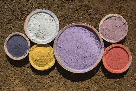 colored clay in pots
