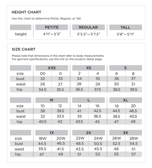 Lane Size Chart