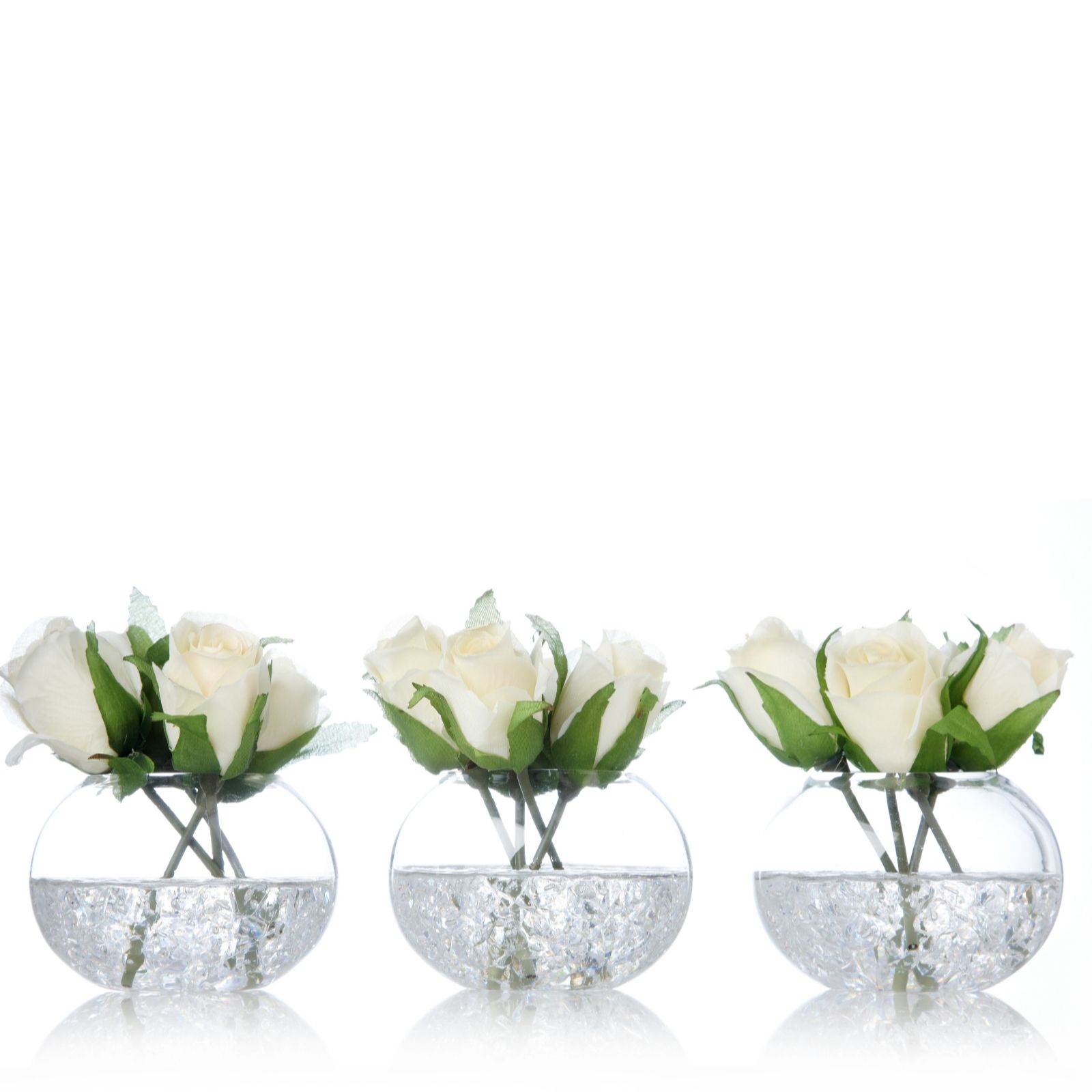 Kelly Hoppen Set of 3 Vase with 4 Cream Roses