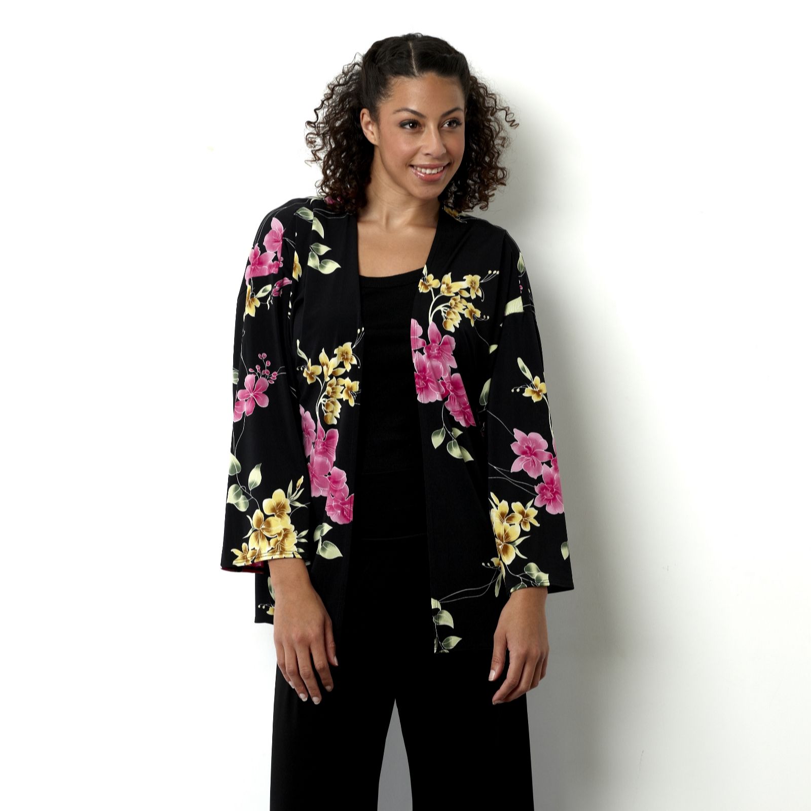 Attitudes by Renee Printed Kimono Jacket - take a closer look