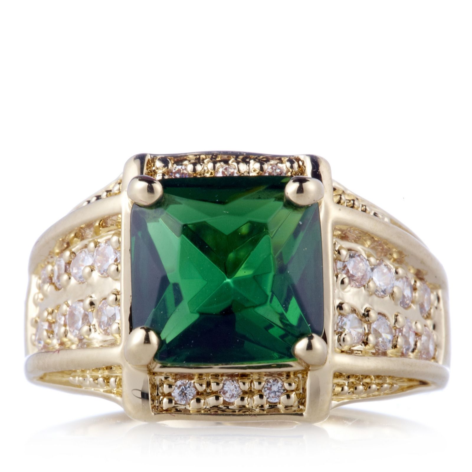 Jacqueline Kennedy Collection Emerald Green Crystal Ring 18ct Gold Plate