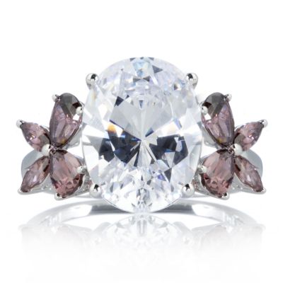 Diamonique 12ct tw Oval Cocktail Ring Sterling Silver