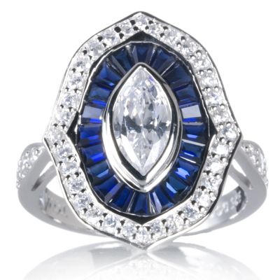 Diamonique By Tova 2.3ct tw Marquise Cocktail Ring Sterling Silver