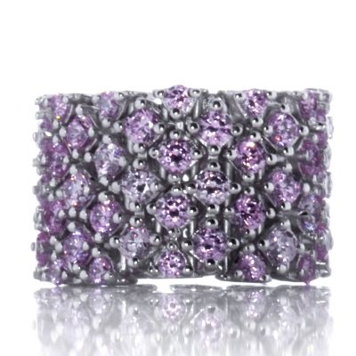 Diamonique 4ct tw Flexi Glitter Band Ring Sterling Silver