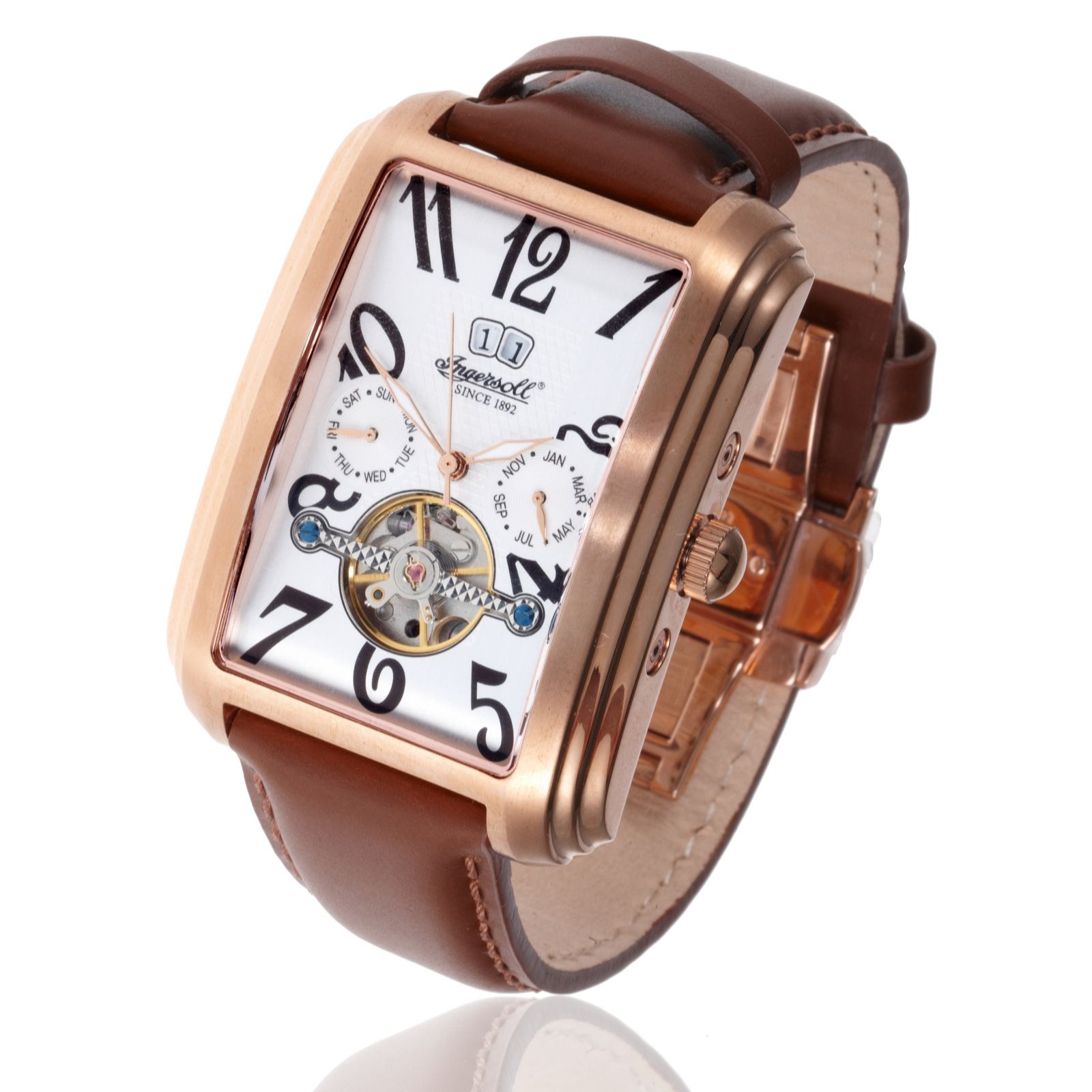 Ingersoll Laramie Rectangle Dial Leather Strap Watch