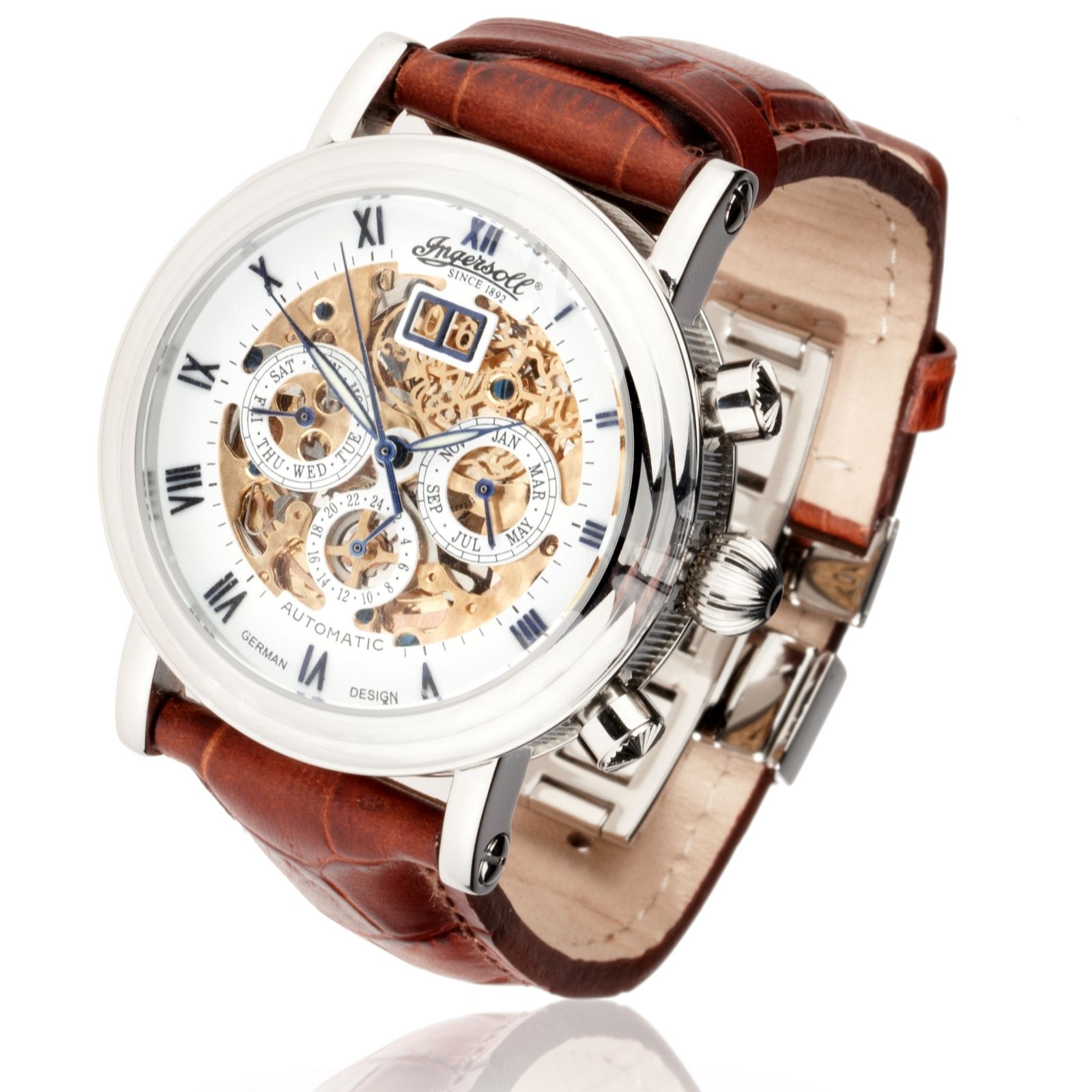 Ingersoll Gandhi Skeleton Leather Strap Watch