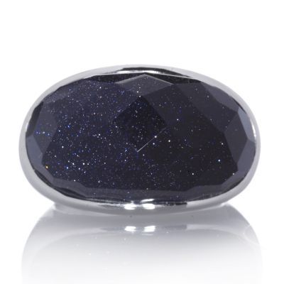 ELLE 15.44ct Dyed Blue Sandstone Ring Sterling Silver