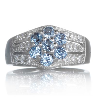 Diamonique by Joseph Esposito 0.8ct tw Cluster Ring Sterling Silver